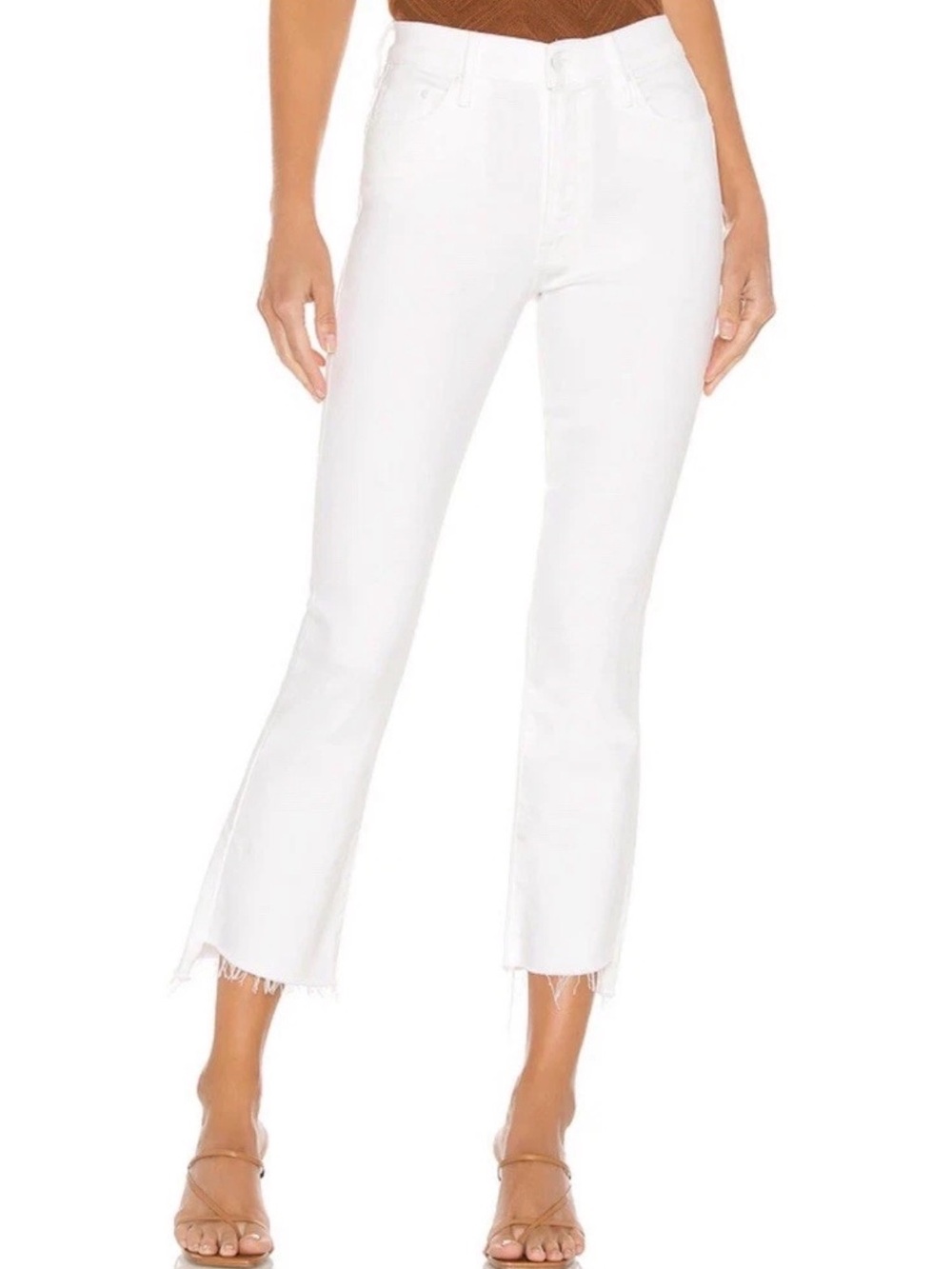 Mother The Insider Crop Step Fray USA White Jeans Fairest of Them Size 32 FLAW